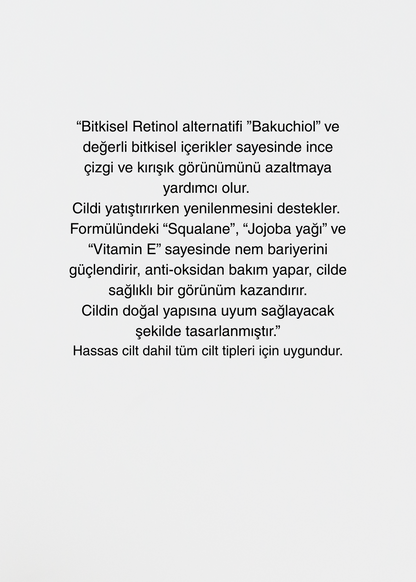 BAKUCHIOL 1% SERUM MUSHROOM + SQUALANE 30 ml | Gündüz & Gece Bakım Serumu - Bitkisel Retinol + Skualan + Reishi Mantarı